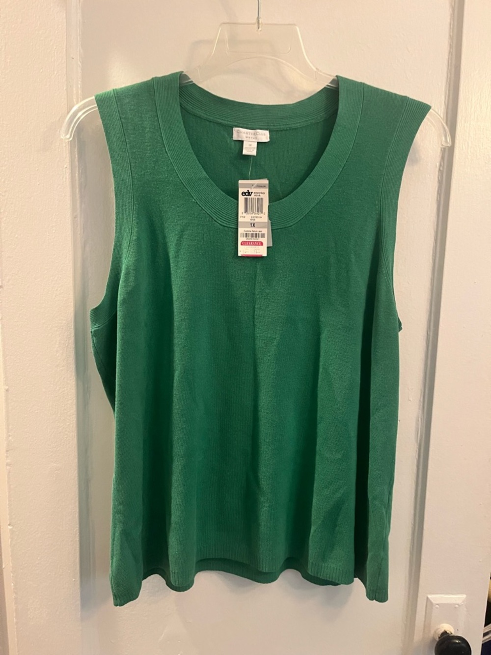 Charter Club Green V-Neck Single-Button Cardigan AND shell - Picture 3 of 4